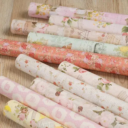 Vintage Wrapping Papers Gift Wrapper 75cm x 49cm Flower Background Paper Scrapbooking Material
