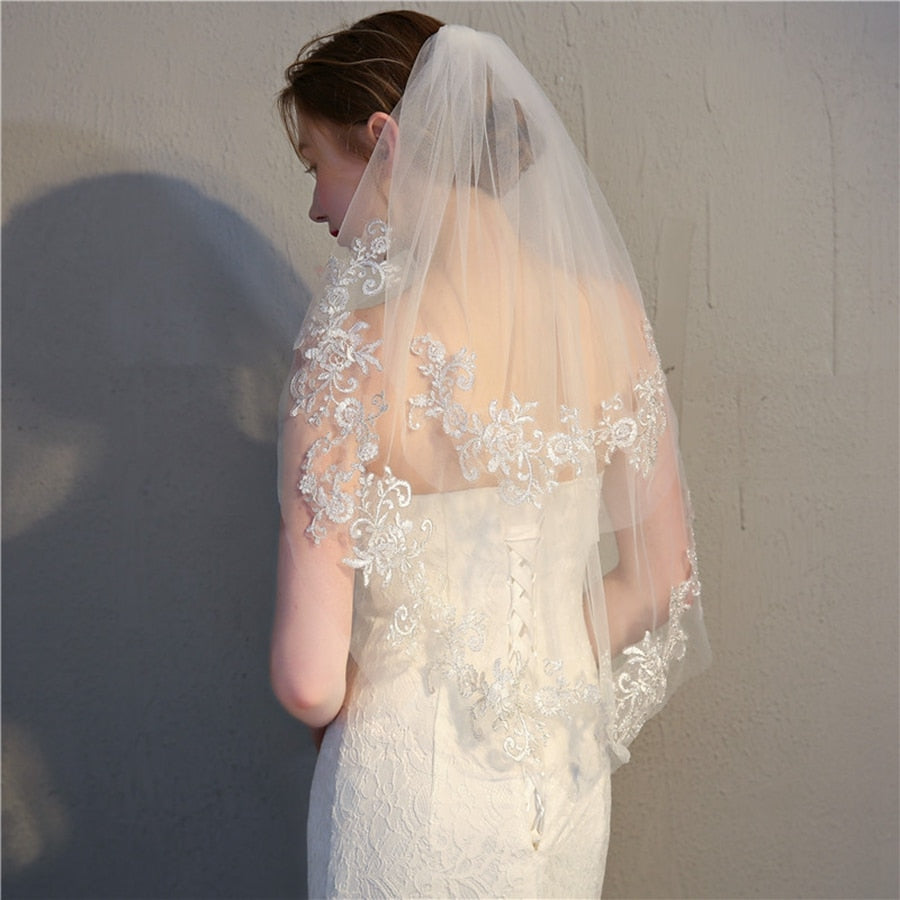 New Arrival White Ivory Short Bridal Veils Veu De Noiva Sexy Wedding