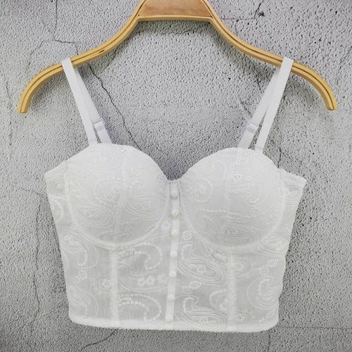 Bustier Top Lingerie Lace Bra | Lingerie Bustier Embroidery | Black