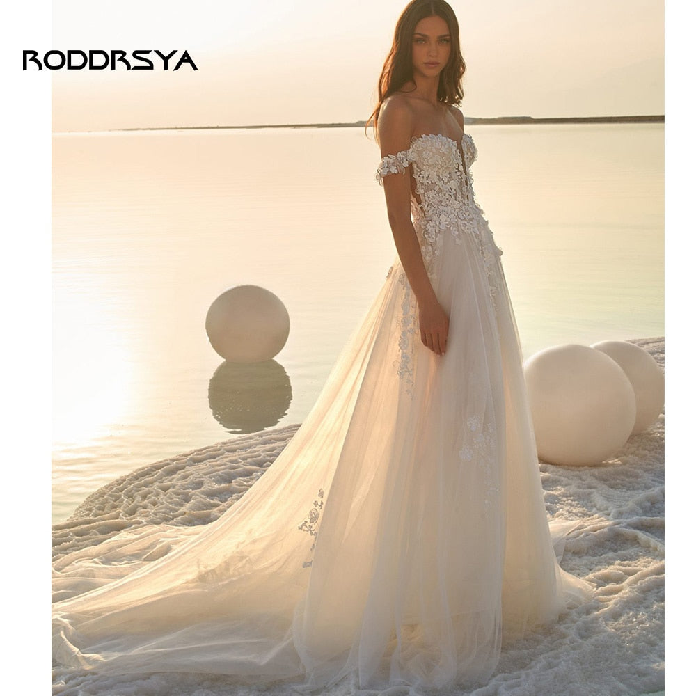 RODDRSYA Stunning Beach Wedding Dress 2022 For Women Off Shoulder