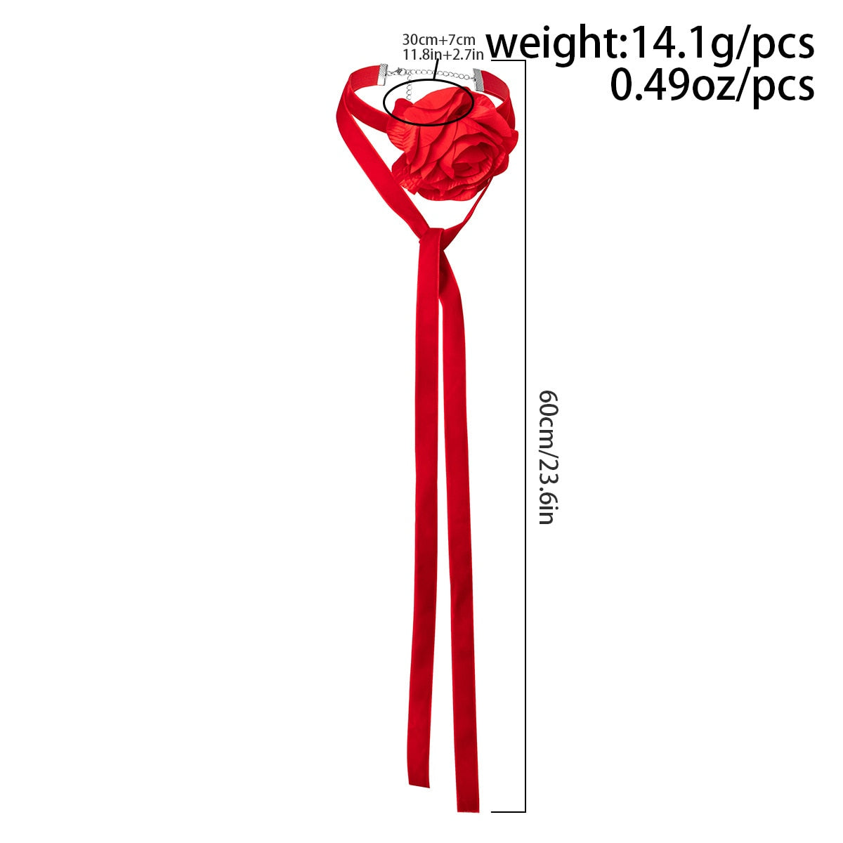 Velvet Big Rose Flower Women's Choker Elegant Goth Adjustable DIY