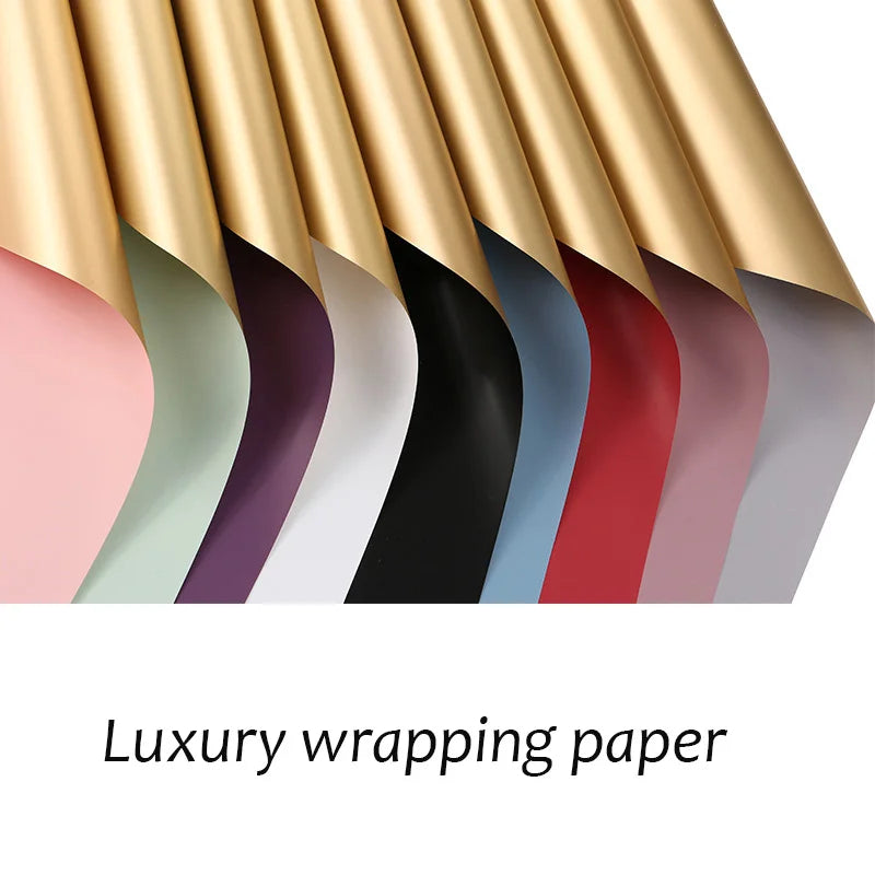 5pcs/set 60*60cm luxury gold flower wrapping paper waterproof paper DIY perfect gift wrapping wedding decoration