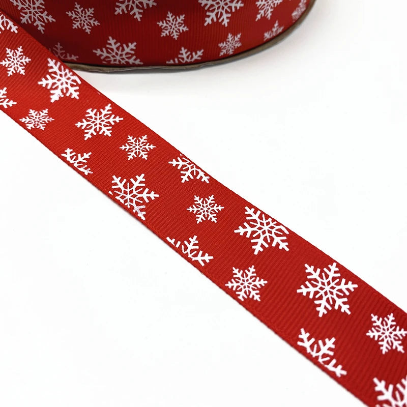 5 Yards 25mm Christmas Ribbon Printed Grosgrain Ribbons for Gift Wrapping Wedding Decoration Hair Bows DIY