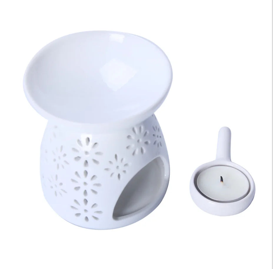 Ceramic Tea Light Holder Aromatherapy Essential Oil Burner Aroma Lamp Diffuser Candle Holder Home Decor White incense burner