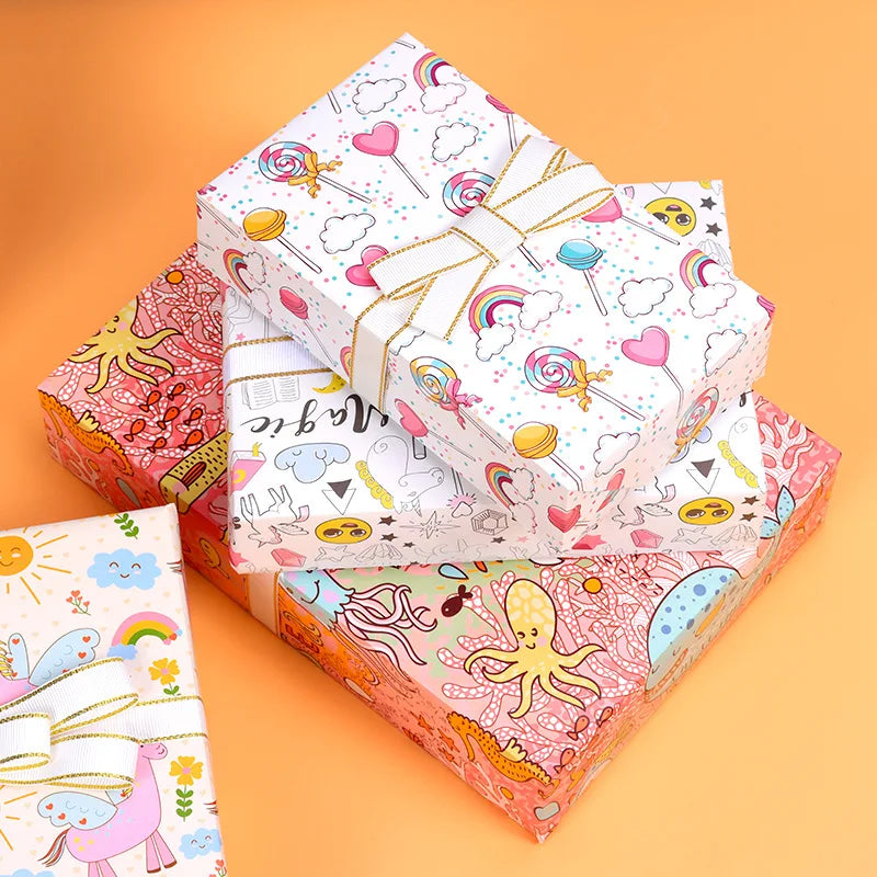 Rainbow & Unicor Wrapping Paper Valentine Wedding Decoration Gift Wrap Artware Packing Paper Vellum Paper Origami Paper 50*70cm