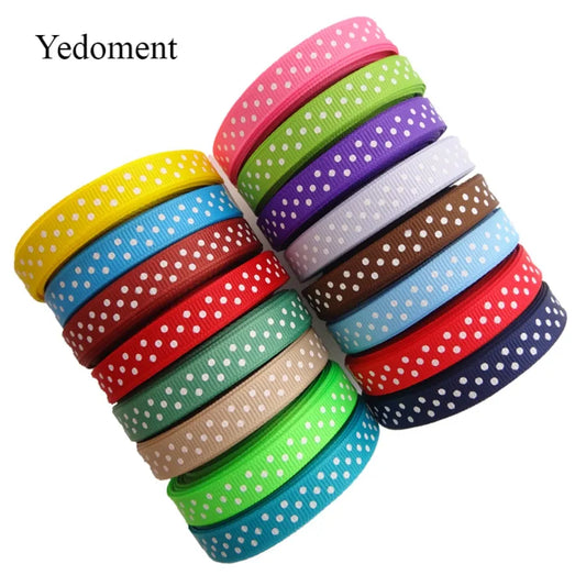 15120322,New arrival 3/8'' (10mm) polka dots printed grosgrain ribbons DIY hairbow ribbon hair accessories 10 yards