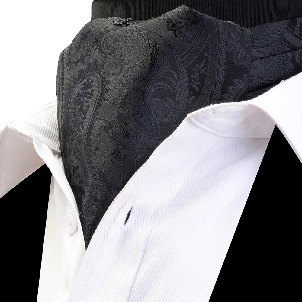 RBOCOTT Men's Ascot Vintage Classic Paisley Neckwear Scrunch Self British style Cravat For Men Gentleman Wedding Accessories