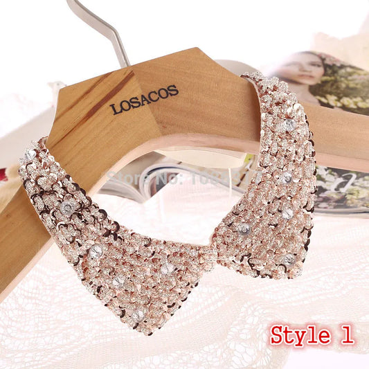 8 Styles Fashion women Sequined beaded knitted cloth Ribbon Fake collar Choker Necklaces clothing accessories U choose