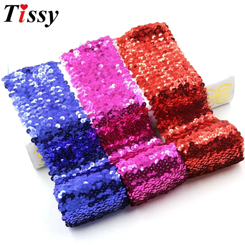 1Meter 7.5CM Width Elasticity Sequin Beading Trim Lace Spangle Ribbon DIY Handcraft Sewing Curtain Accessories Party Decoration