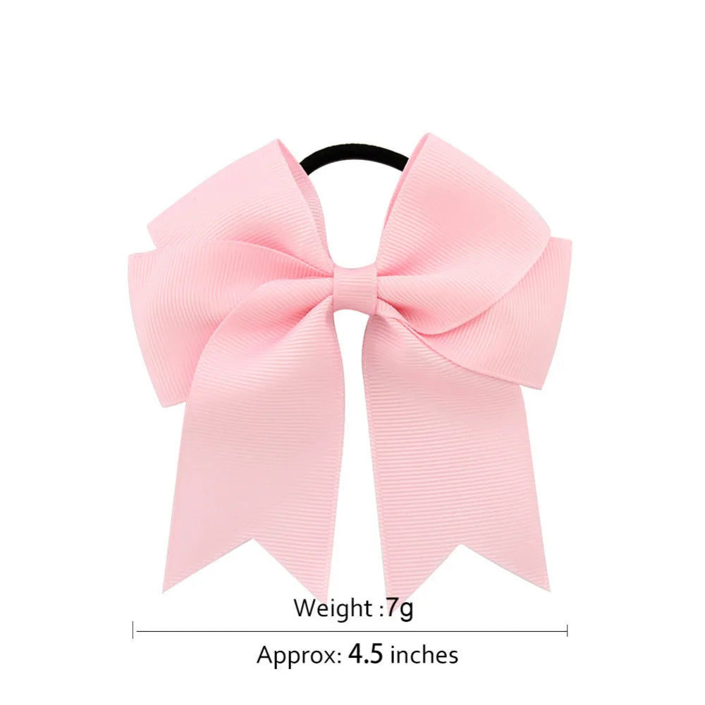 2018 Girls Cheerleading Bow Elastic Hair Bands child Ribbon Rope Ponytail Holder Kids Fabric School Girls Hair Accessories