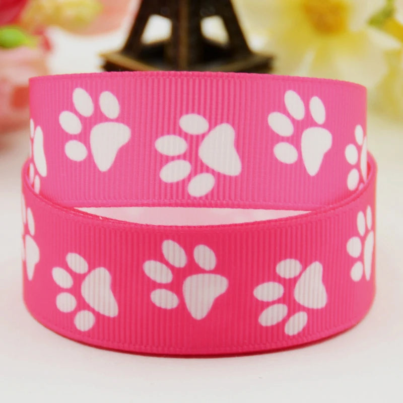 7/8'' 22mm,1" 25mm,1-1/2" 38mm,3" 75mm Dog paw Cartoon Character printed Grosgrain Ribbon party decoration 10 Yards