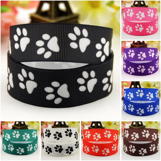 7/8'' 22mm,1" 25mm,1-1/2" 38mm,3" 75mm Dog paw Cartoon Character printed Grosgrain Ribbon party decoration 10 Yards