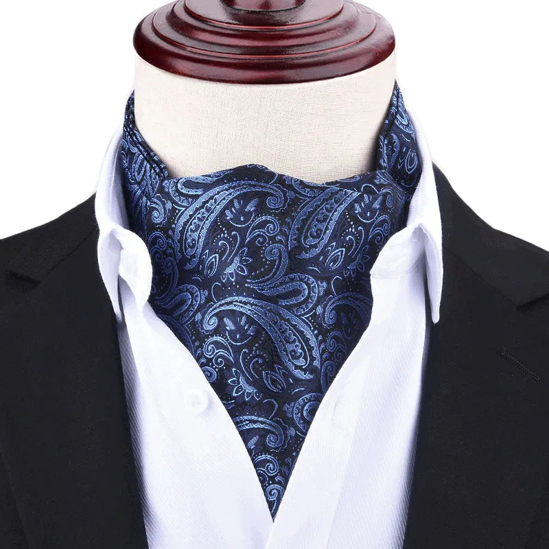 Men Vintage Polka Dot Wedding Formal Cravat Ascot Scrunch Self British style Gentleman Polyester Neck Tie Luxury