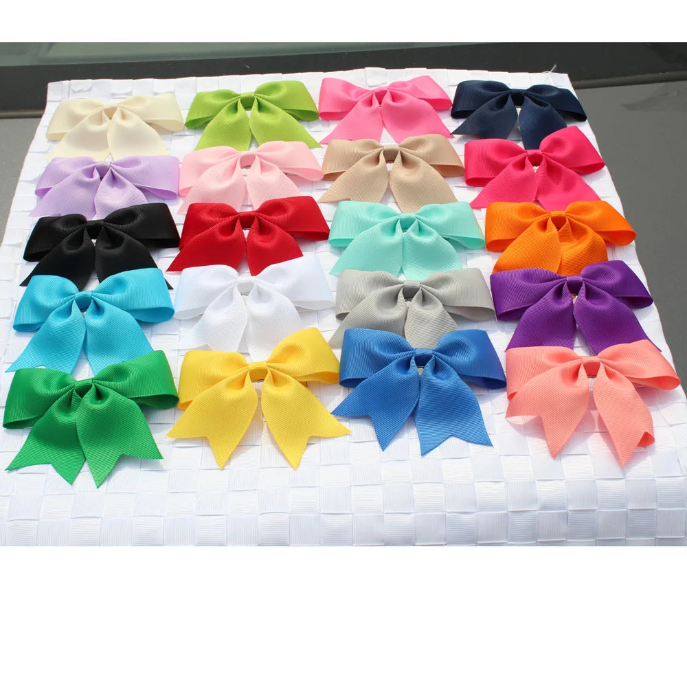 2pcs Boutique Solid Girls Children Stain Hair Clip Bows Ribbon Flower Hairband Hairpins Baby Hair Barrettes Accessories Headwear