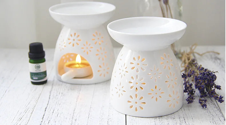 Ceramic Tea Light Holder Aromatherapy Essential Oil Burner Aroma Lamp Diffuser Candle Holder Home Decor White incense burner