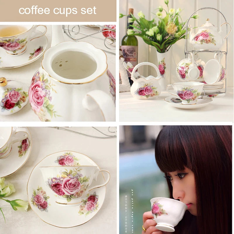 Luxurious coffee cup teapot set Afternoon tea of British style tea sets bone china Elegant Teaware tea party Teatime Afternoon