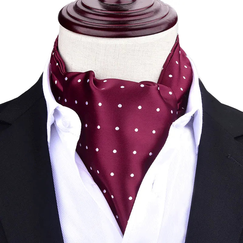 Men Vintage Polka Dot Wedding Formal Cravat Ascot Scrunch Self British style Gentleman Polyester Neck Tie Luxury