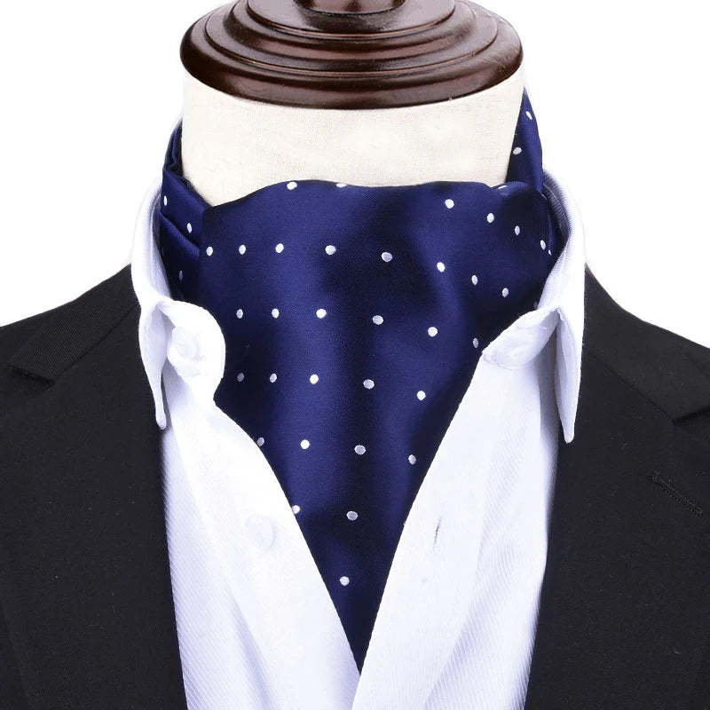 Men Vintage Polka Dot Wedding Formal Cravat Ascot Scrunch Self British style Gentleman Polyester Neck Tie Luxury