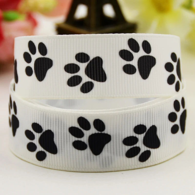 7/8'' 22mm,1" 25mm,1-1/2" 38mm,3" 75mm Dog paw Cartoon Character printed Grosgrain Ribbon party decoration 10 Yards