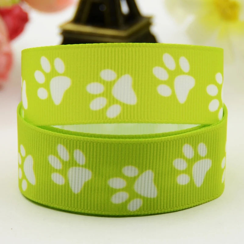 7/8'' 22mm,1" 25mm,1-1/2" 38mm,3" 75mm Dog paw Cartoon Character printed Grosgrain Ribbon party decoration 10 Yards