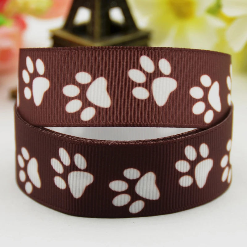 7/8'' 22mm,1" 25mm,1-1/2" 38mm,3" 75mm Dog paw Cartoon Character printed Grosgrain Ribbon party decoration 10 Yards