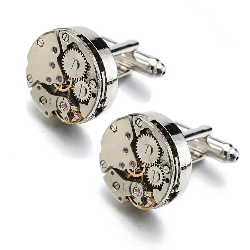 Hot Watch Movement Cufflinks Non-Functional Stainless Steel Steampunk Gear Watch Mechanism Cuff links for Mens Relojes gemelos