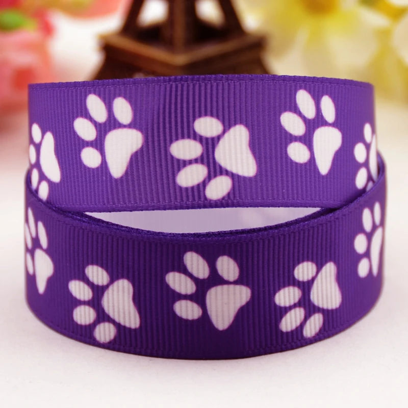 7/8'' 22mm,1" 25mm,1-1/2" 38mm,3" 75mm Dog paw Cartoon Character printed Grosgrain Ribbon party decoration 10 Yards