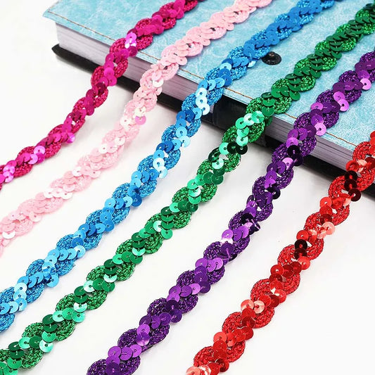 5M*1.5cm Shiny Beading Sequins Lace Fabric Trim for Wedding Decor Handmade DIY Craft Lace Ribbon Fabric Garments Sewing Supplies