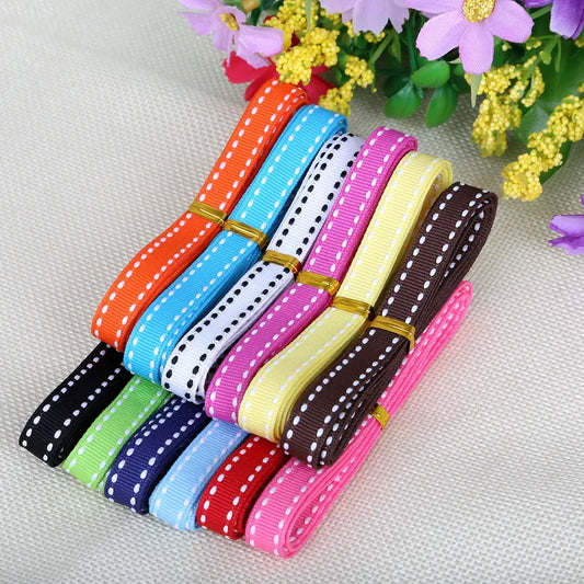 10mm Dot Grosgrain Ribbon Garment Sewing Accessories DIY Decorative Art Craft Gift Baking Ribbon Random Mix Color 12y (1y/color)