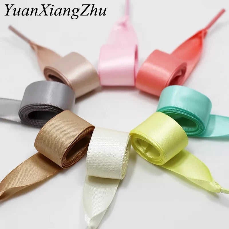 1Pair 2CM Width Satin Shoe laces Flat Silk Ribbon ShoeLaces Boots Sneakers ShoeLace 19 Colors Length 80CM 100CM 120CM S-1