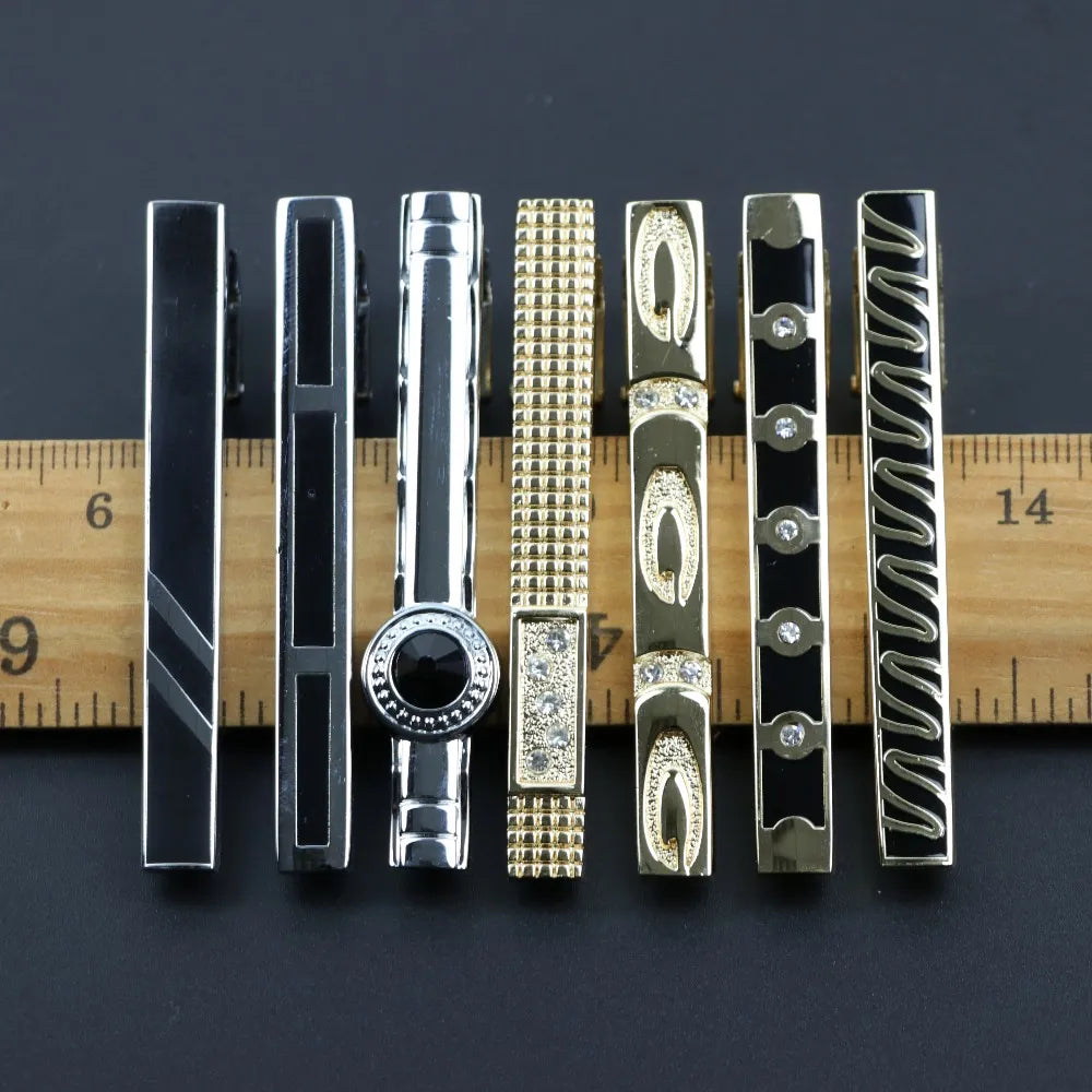 Fashion Clasp Wedding Gift Style Tie Clamp Pin Necktie Simple Clip Golden Jewel Men Metal Tie Clips