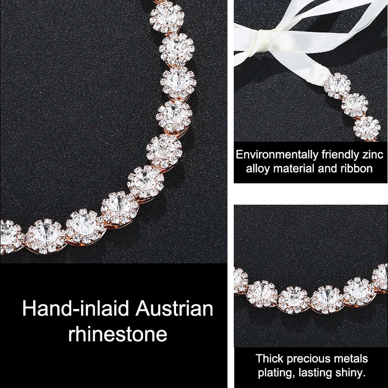 Miallo Charms Headband Tiaras Women Bridal Crystal Rhinestones Jewelry Flower Hair Handmade Ribbon Crown Wedding Accessories