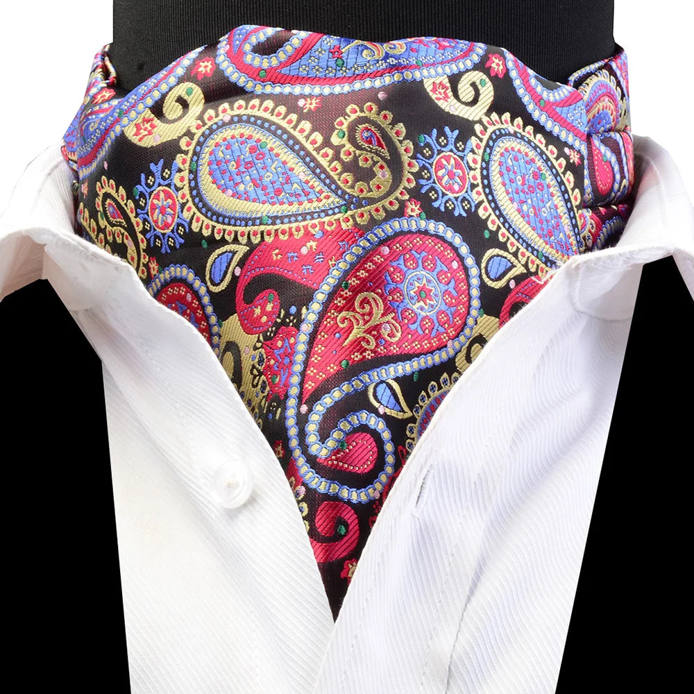 RBOCOTT Men's Ascot Vintage Classic Paisley Neckwear Scrunch Self British style Cravat For Men Gentleman Wedding Accessories