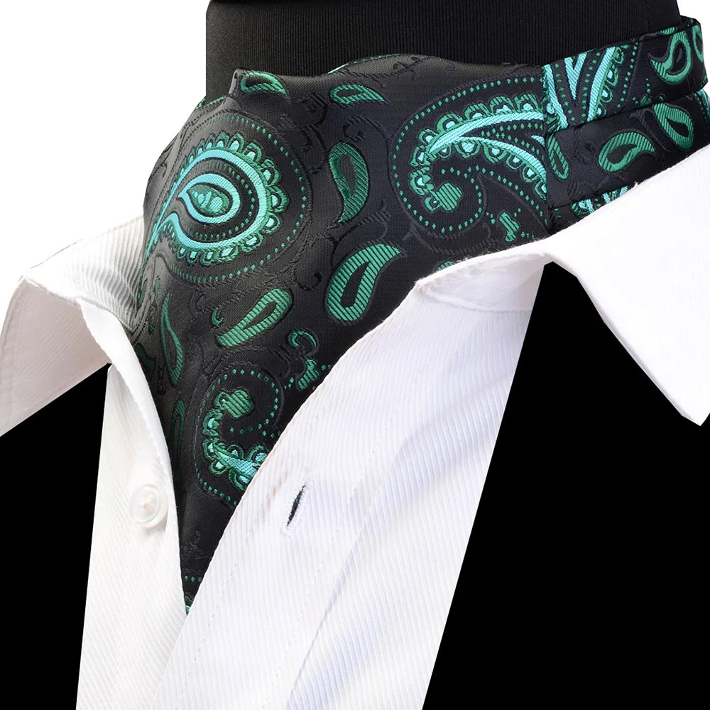 RBOCOTT Men's Ascot Vintage Classic Paisley Neckwear Scrunch Self British style Cravat For Men Gentleman Wedding Accessories