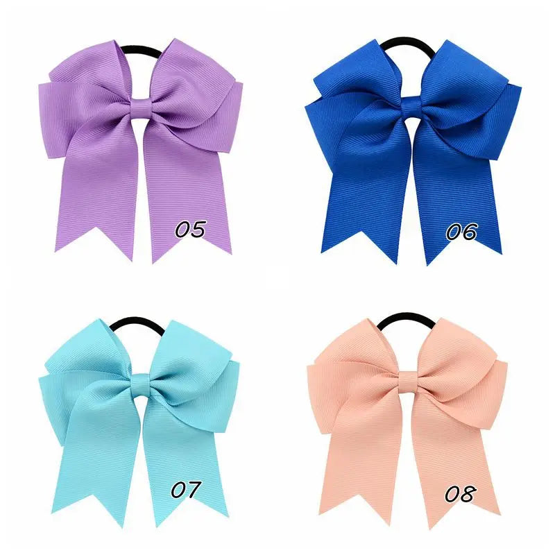 2018 Girls Cheerleading Bow Elastic Hair Bands child Ribbon Rope Ponytail Holder Kids Fabric School Girls Hair Accessories