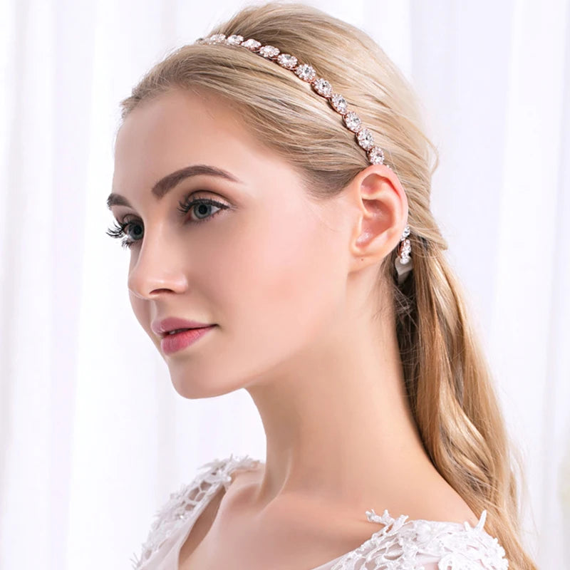 Miallo Charms Headband Tiaras Women Bridal Crystal Rhinestones Jewelry Flower Hair Handmade Ribbon Crown Wedding Accessories