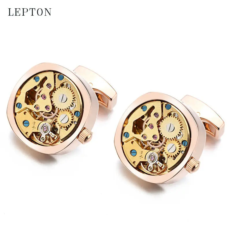 Hot Watch Movement Cufflinks Non-Functional Stainless Steel Steampunk Gear Watch Mechanism Cuff links for Mens Relojes gemelos