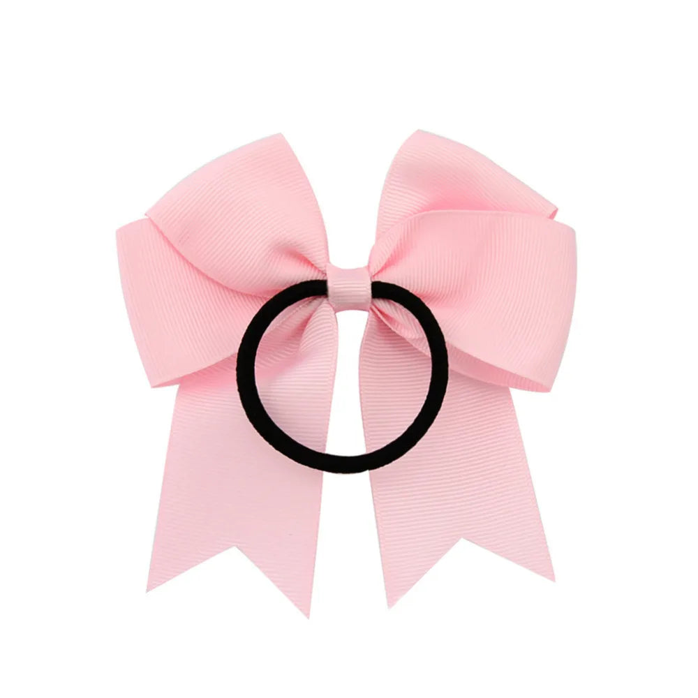 2018 Girls Cheerleading Bow Elastic Hair Bands child Ribbon Rope Ponytail Holder Kids Fabric School Girls Hair Accessories