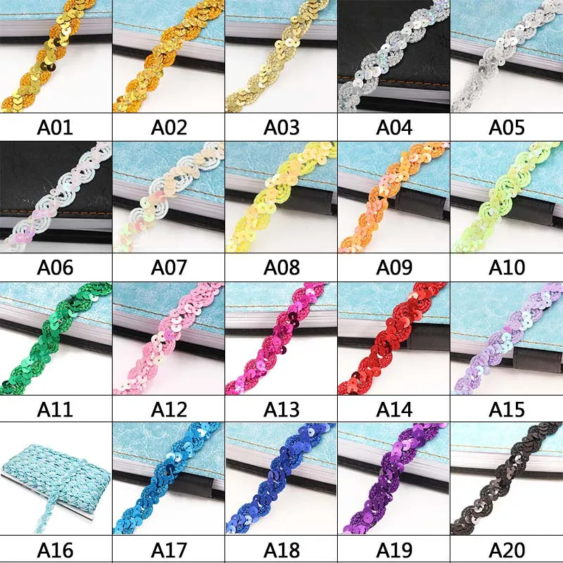 5M*1.5cm Shiny Beading Sequins Lace Fabric Trim for Wedding Decor Handmade DIY Craft Lace Ribbon Fabric Garments Sewing Supplies