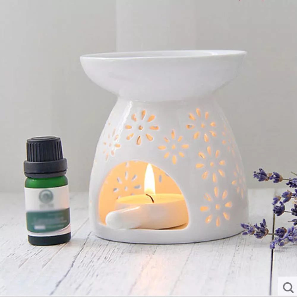 Ceramic Tea Light Holder Aromatherapy Essential Oil Burner Aroma Lamp Diffuser Candle Holder Home Decor White incense burner