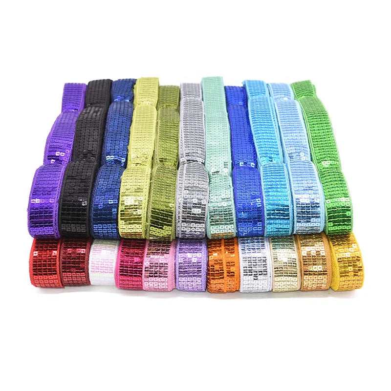 5/10yards 5rows 25mm Glitter Sequin Beading Ribbon Shiny Lace Trim DIY Handcraft Sewing Garments Head Dress Wedding Decoration