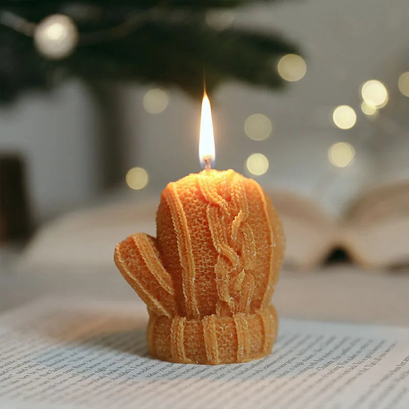 DIY Gloves Shaped Candle Christmas Celebration Cake Candles 3D Plaster Aroma Wax Aromatherapy Automobile Decor Mitten Art Crafts