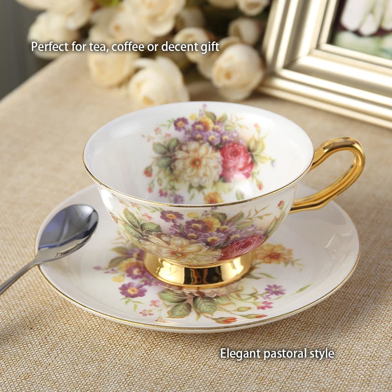Europe Rose Bone China Tea Set British Porcelain Coffee Set Ceramic Pot Creamer Sugar Bowl Home Teapot Coffee Cup Mug Coffeeware