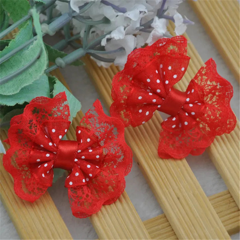 20Pcs Lace Organza Ribbon Bows Flowers Wedding Decoration Applique A088