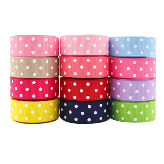 10 yards 7/8'' (22mm) polka dots printed grosgrain ribbons DIY hairbow ribbon YM15113029