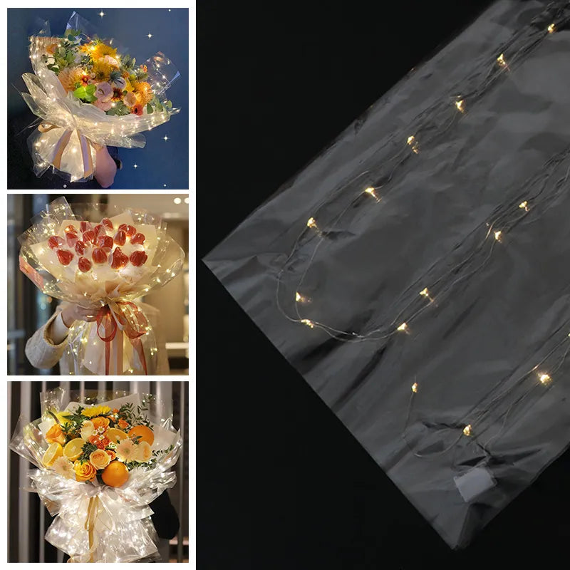 60x60cm Luminous Wrapping Paper Flower Bouquets Packaging Paper With Led Light Diy Flowers Decoration Florist Supplies 2023 New