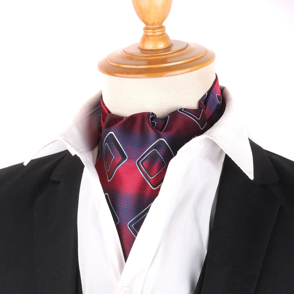 Men Cashew Ascot Tie Wedding Floral Paisley Cravat Ascot Scrunch Self British Gentleman Polyester Soft Neck Tie Gifts Tie Scarf