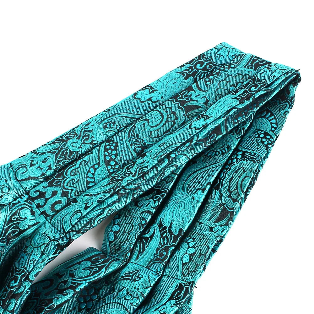 Green Pattern Cashew Tie For Men Wedding Formal Cravat Ascot Scrunch Self British Gentleman Polyester Paisley Neck Tie Luxury