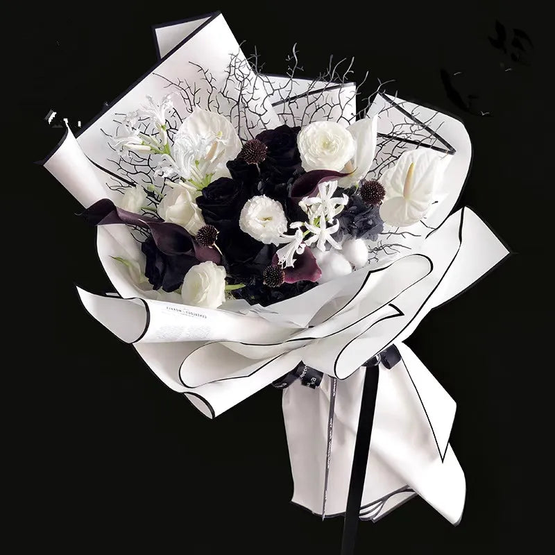 5pcs/pack Black And White  Aristocrats Flower Wrapping Paper Korean Style Gift Packing Florist Bouquet Wrapping Material