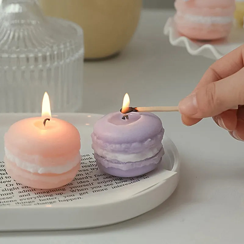 Scented Candle Macaron Shape Bright Color Household Decorative  Propose Party Multipurpose Aromatherapy Candles